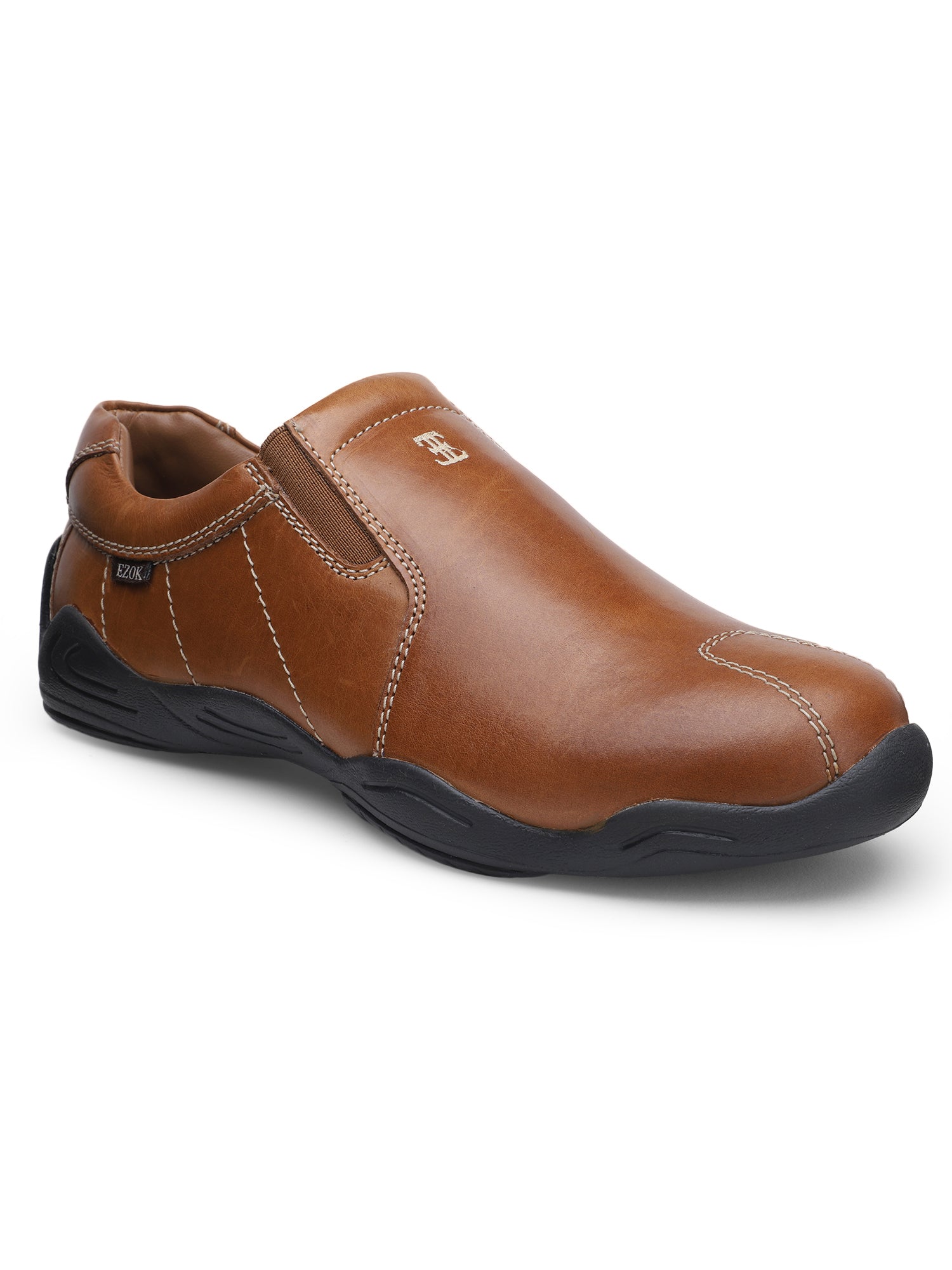 Ezok Men Tan Leather Casual Shoes