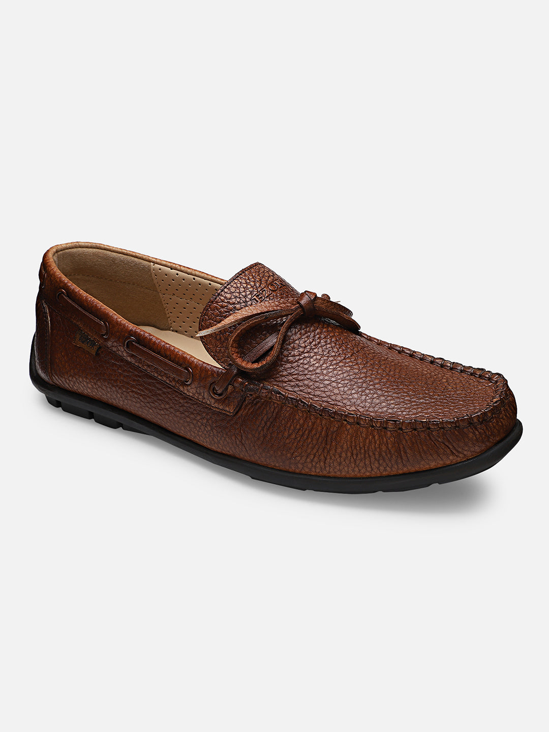 Ezok Men Brown Moccasin Driving Leather Carlo Loafers