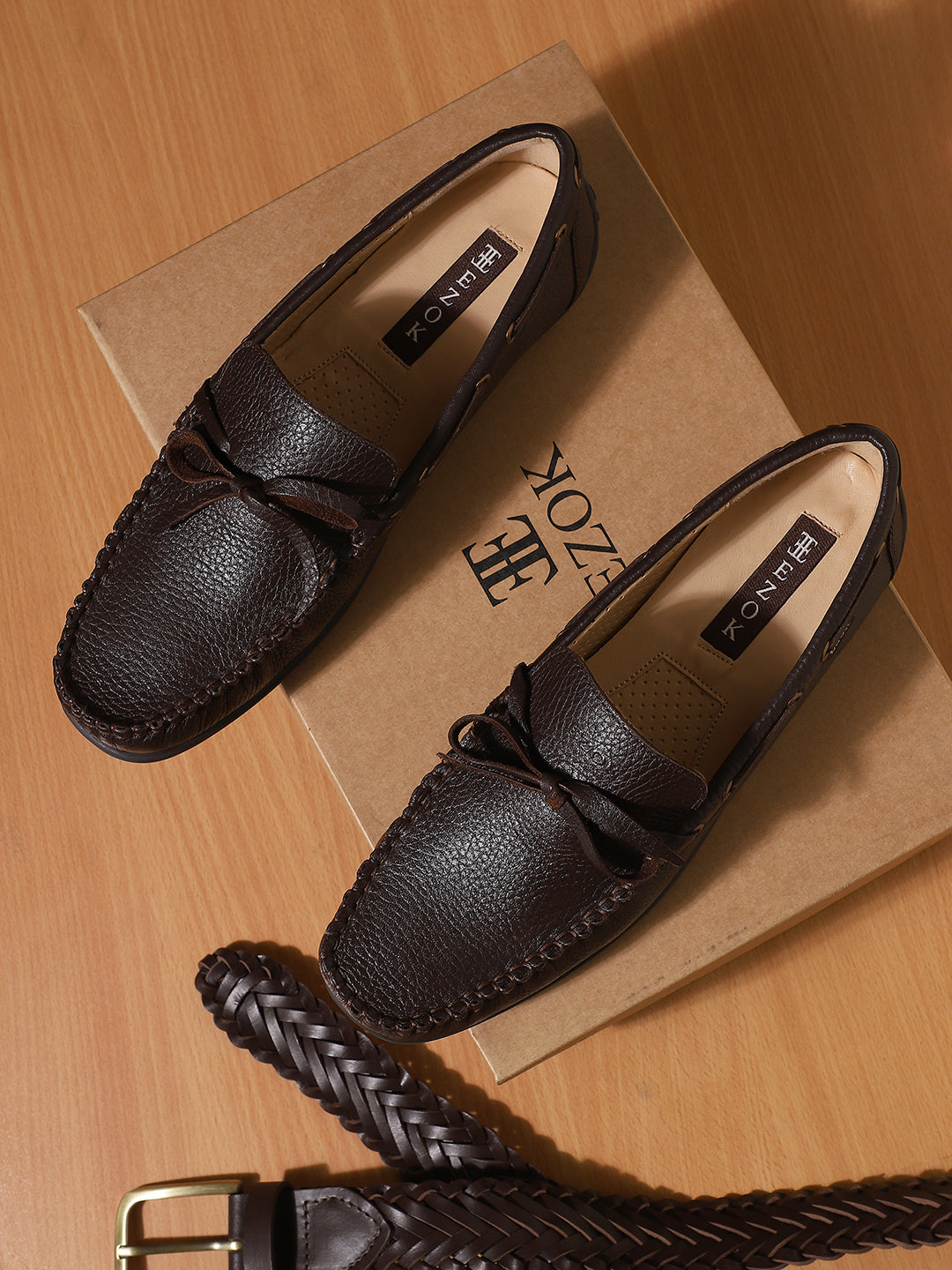 Ezok Men Moda 2060 Brown Leather Moccasin Shoes
