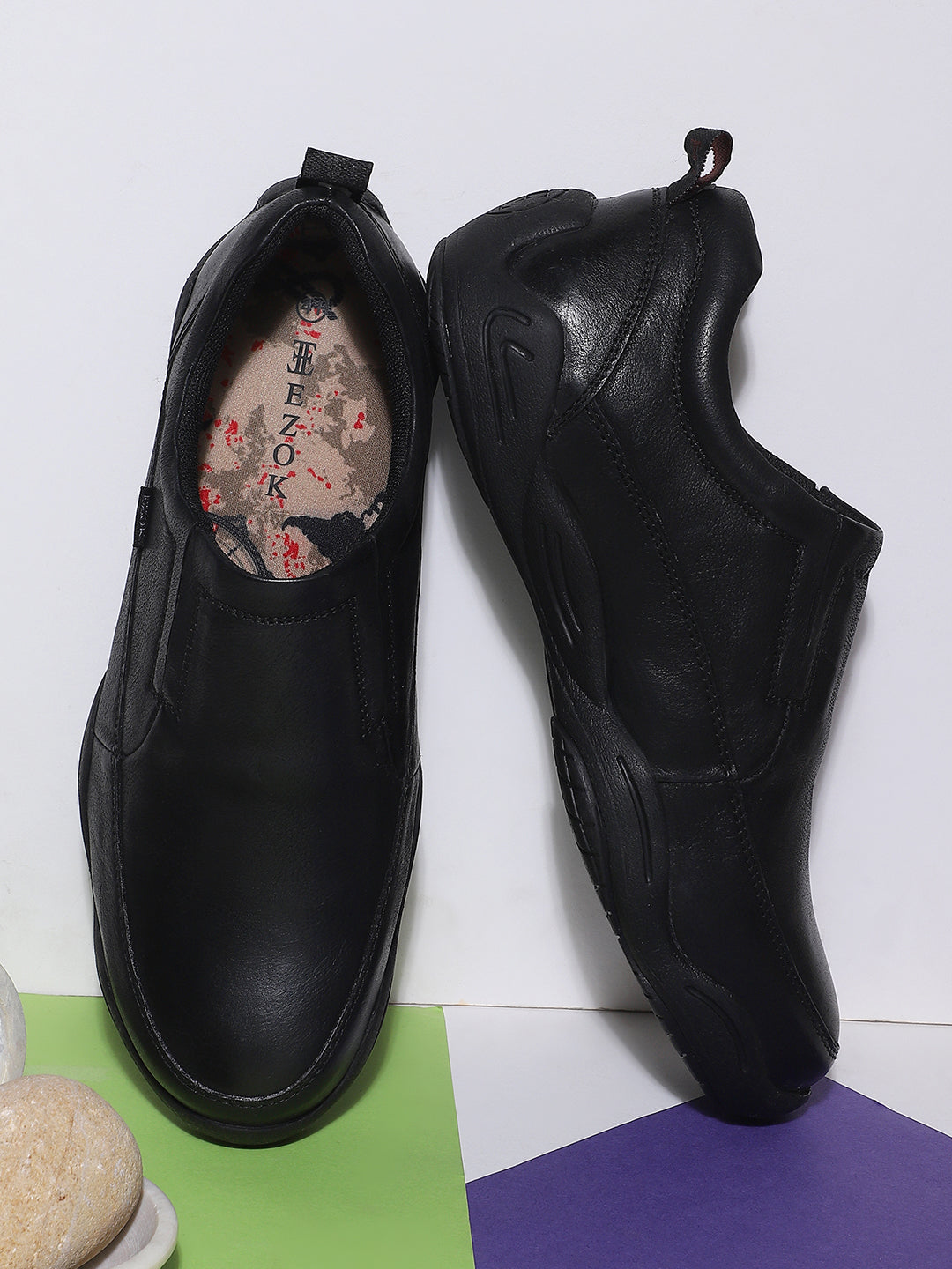 Ezok Men Seger 2100 Black Leather Sneakers