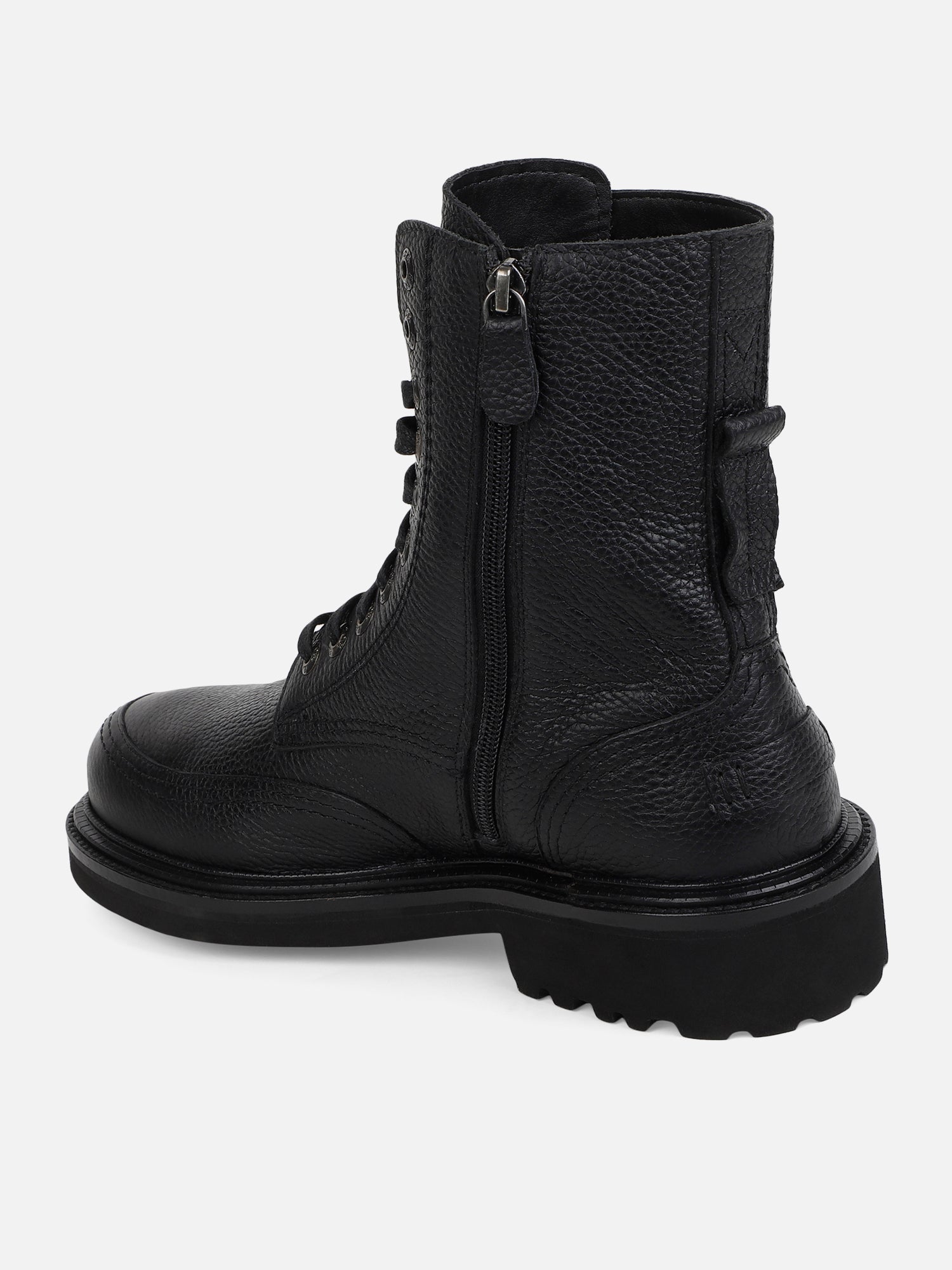 Ezok Black Lace-ups Leather Boot For Men