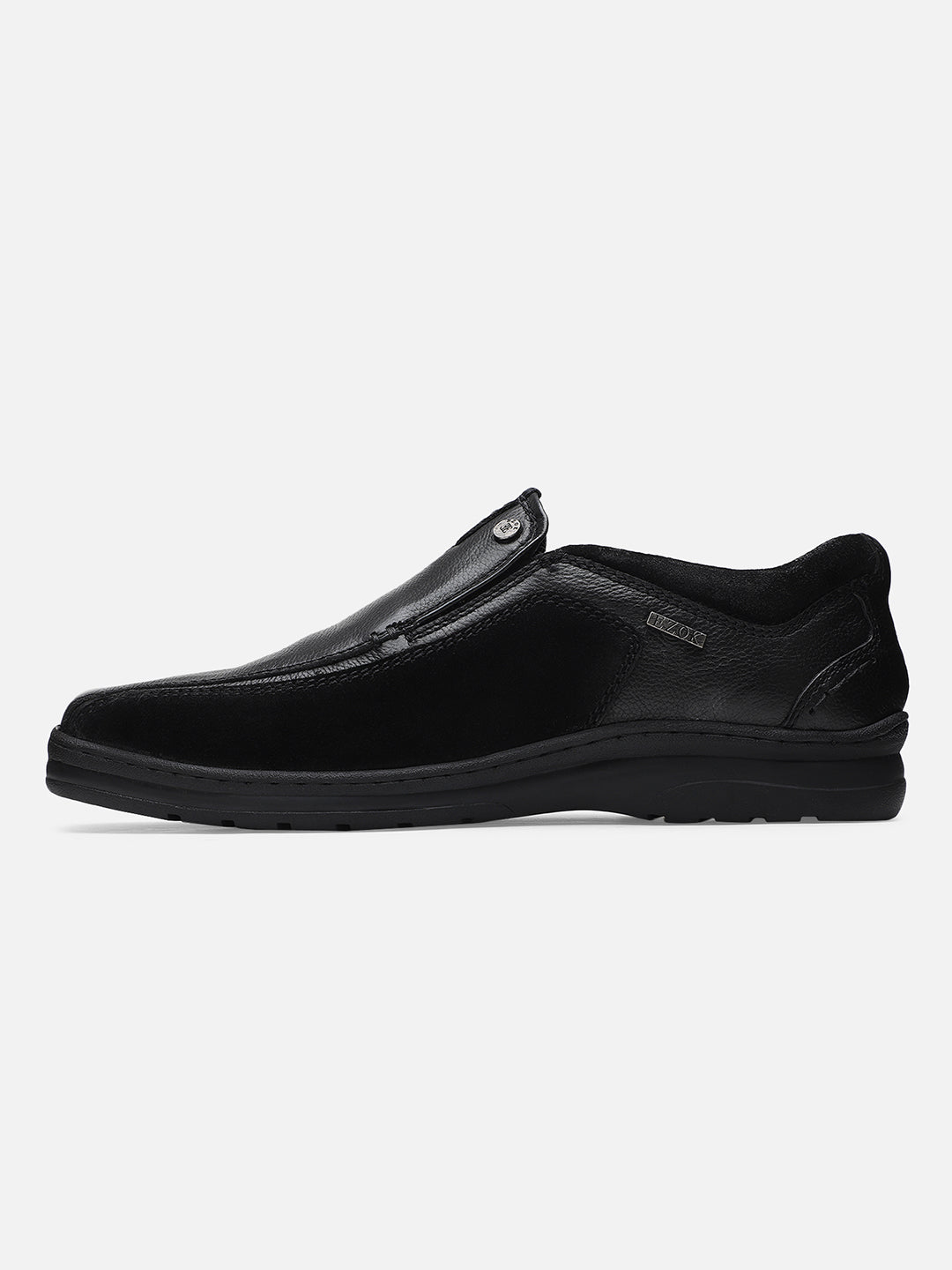 Ezok Black Leather Casual Shoes