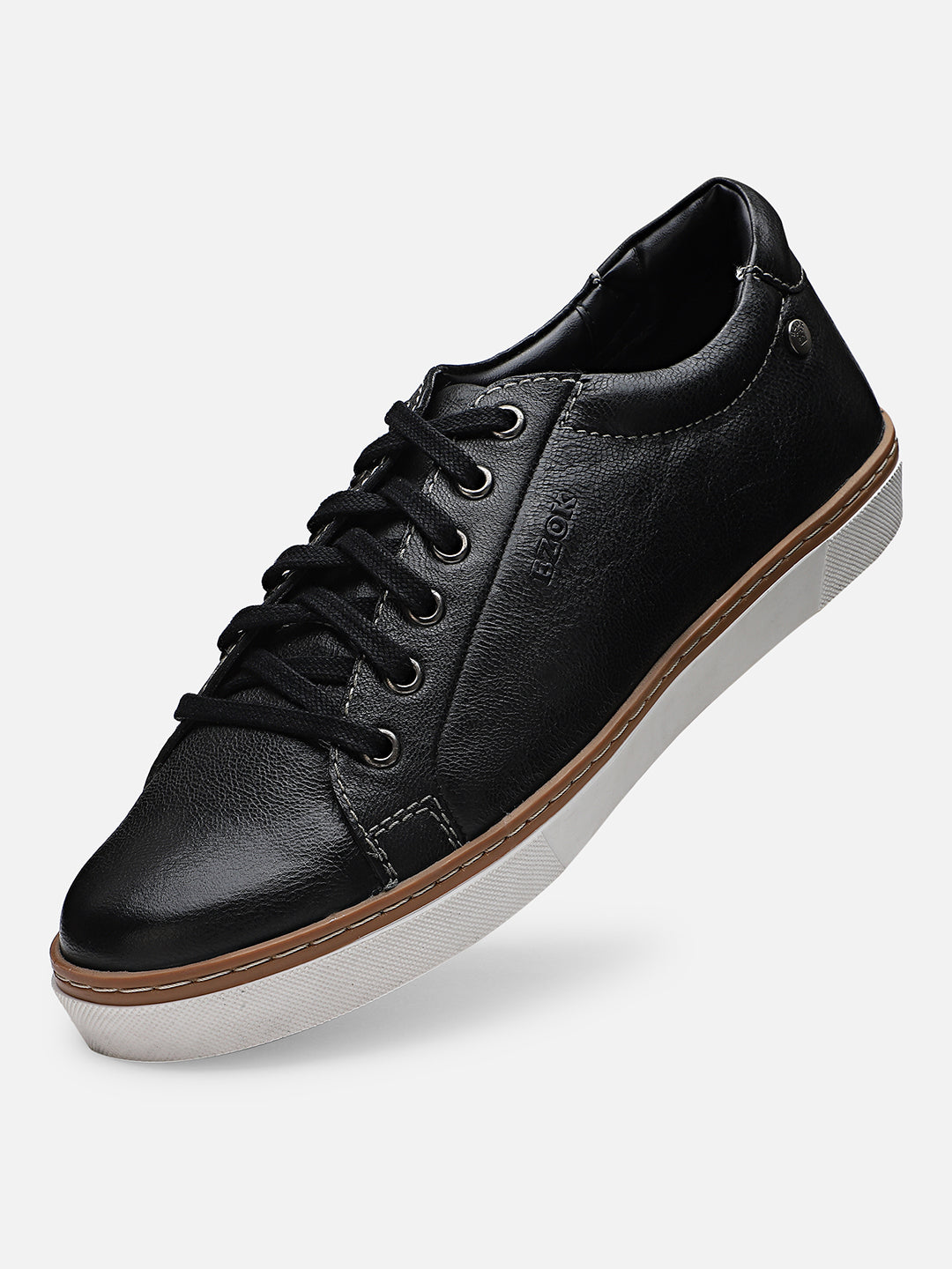 Ezok Men Stan 2191 Black Leather Sneakers