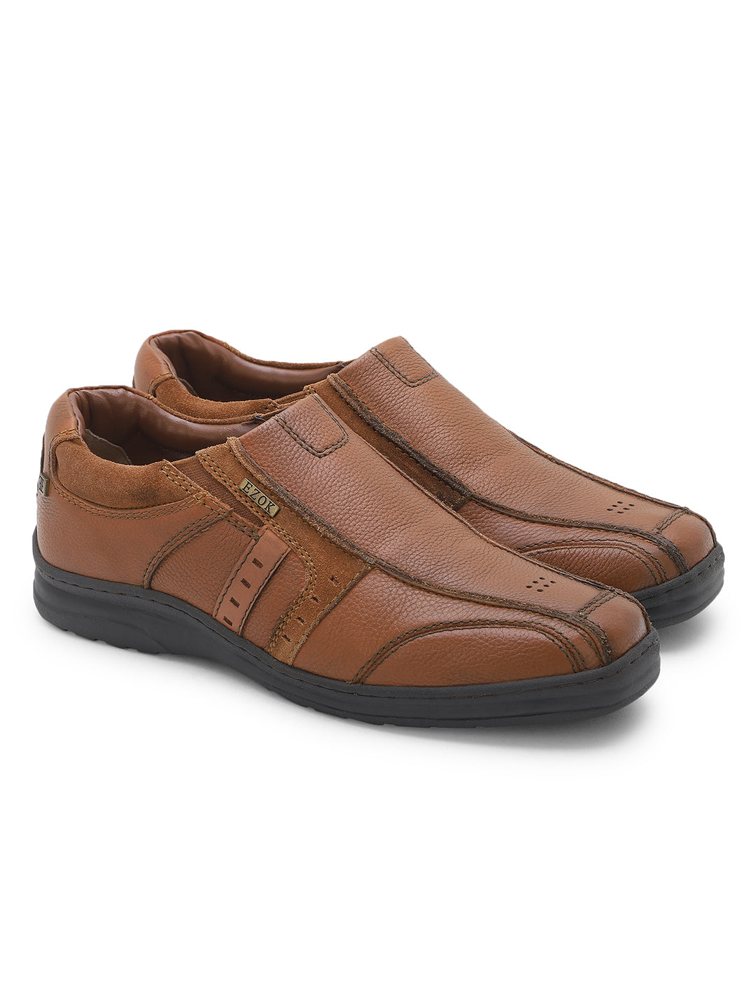 Ezok Men Genuine Leather Slip-Ons Shoes