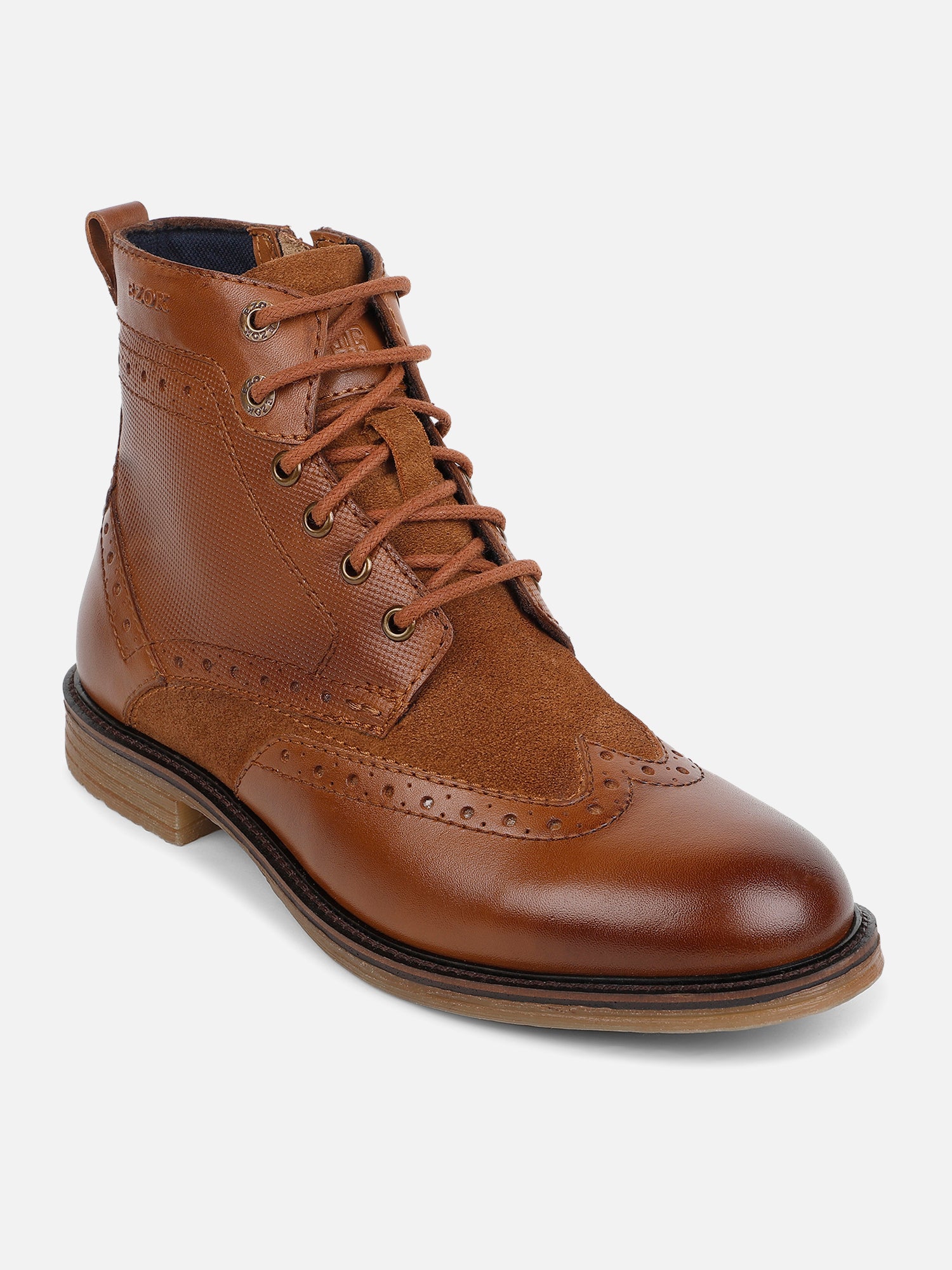 Ezok Tan Lace-ups Leather Boot For Men
