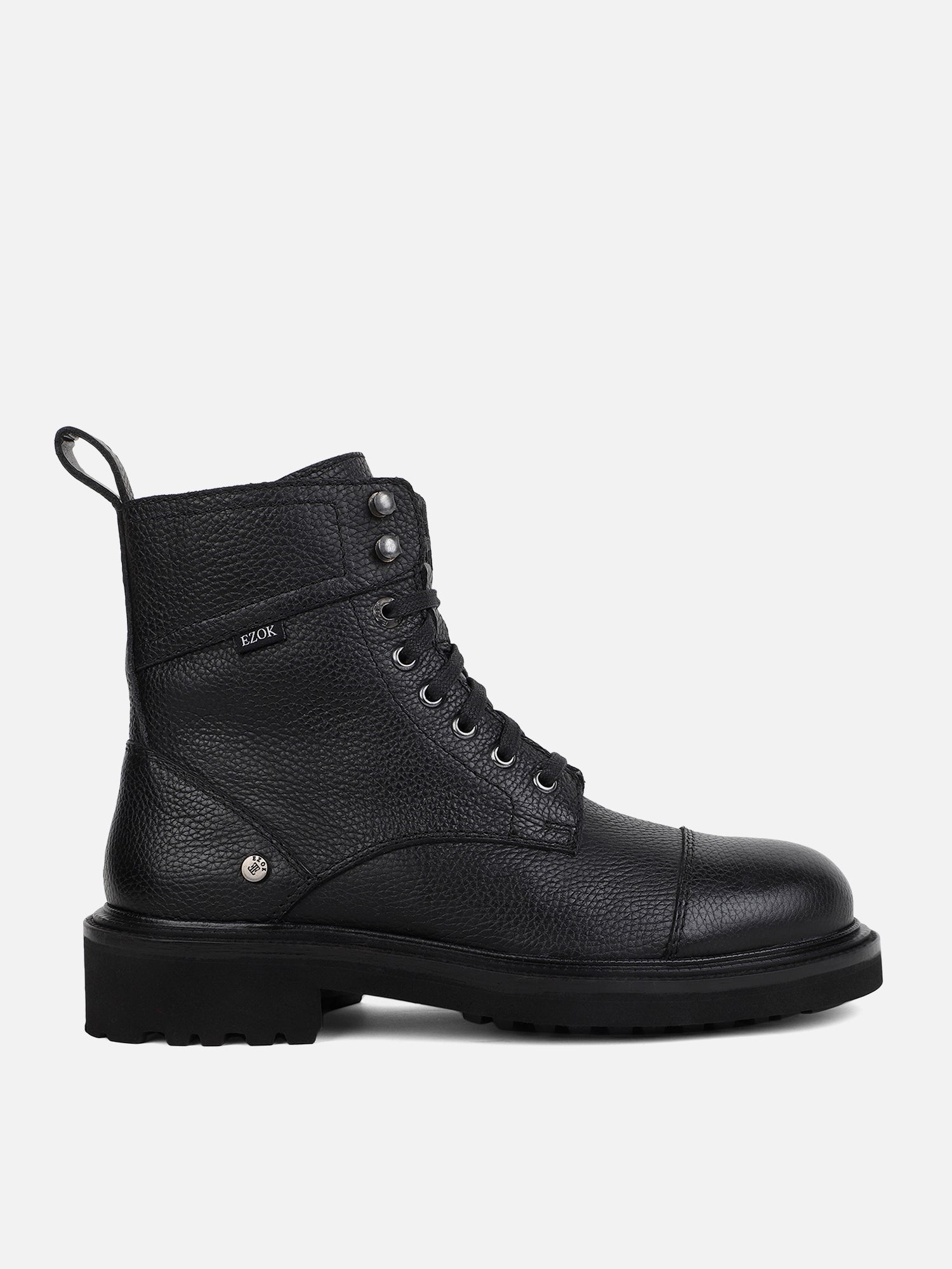 Ezok Black Lace-ups Leather Boot For Men