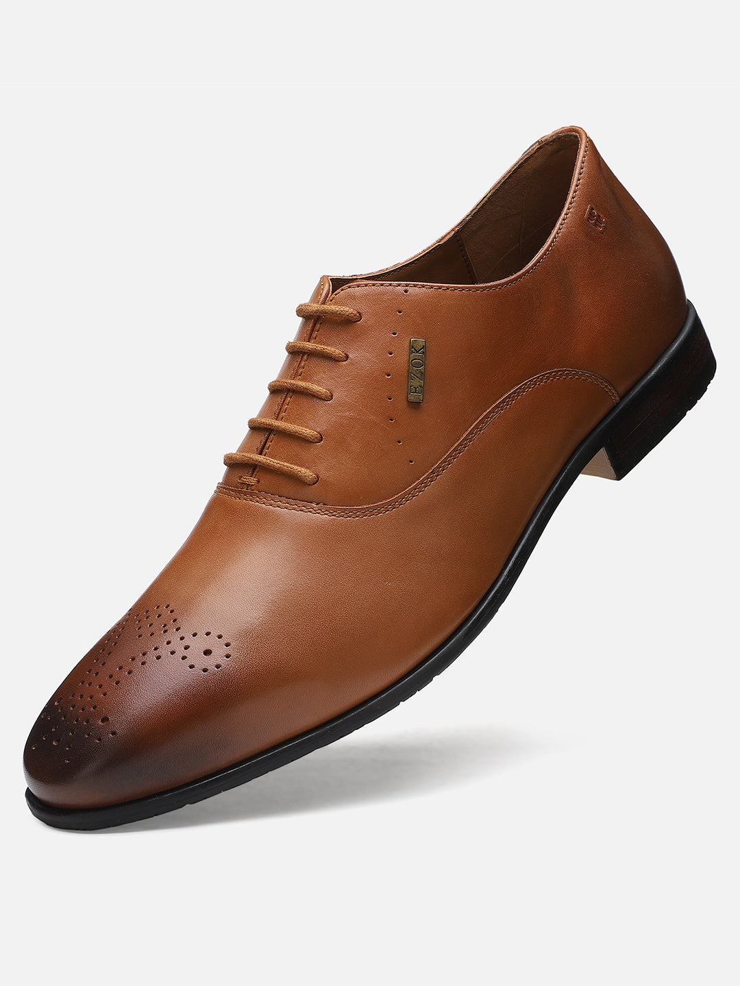 Ezok Men Bond 2043 Tan Leather Formal Shoes