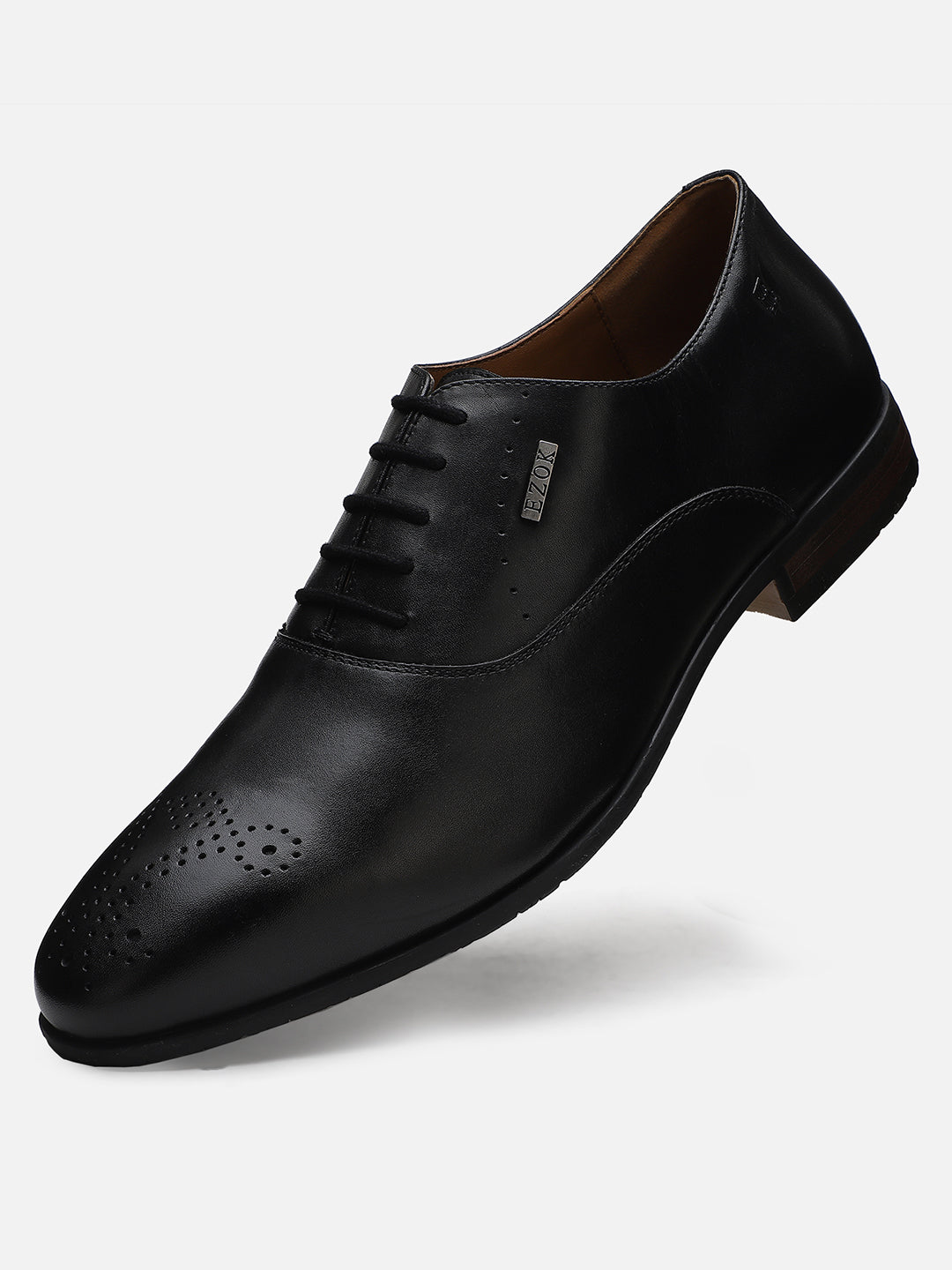 Ezok Men Bond 2043 Black Leather Formal Shoes