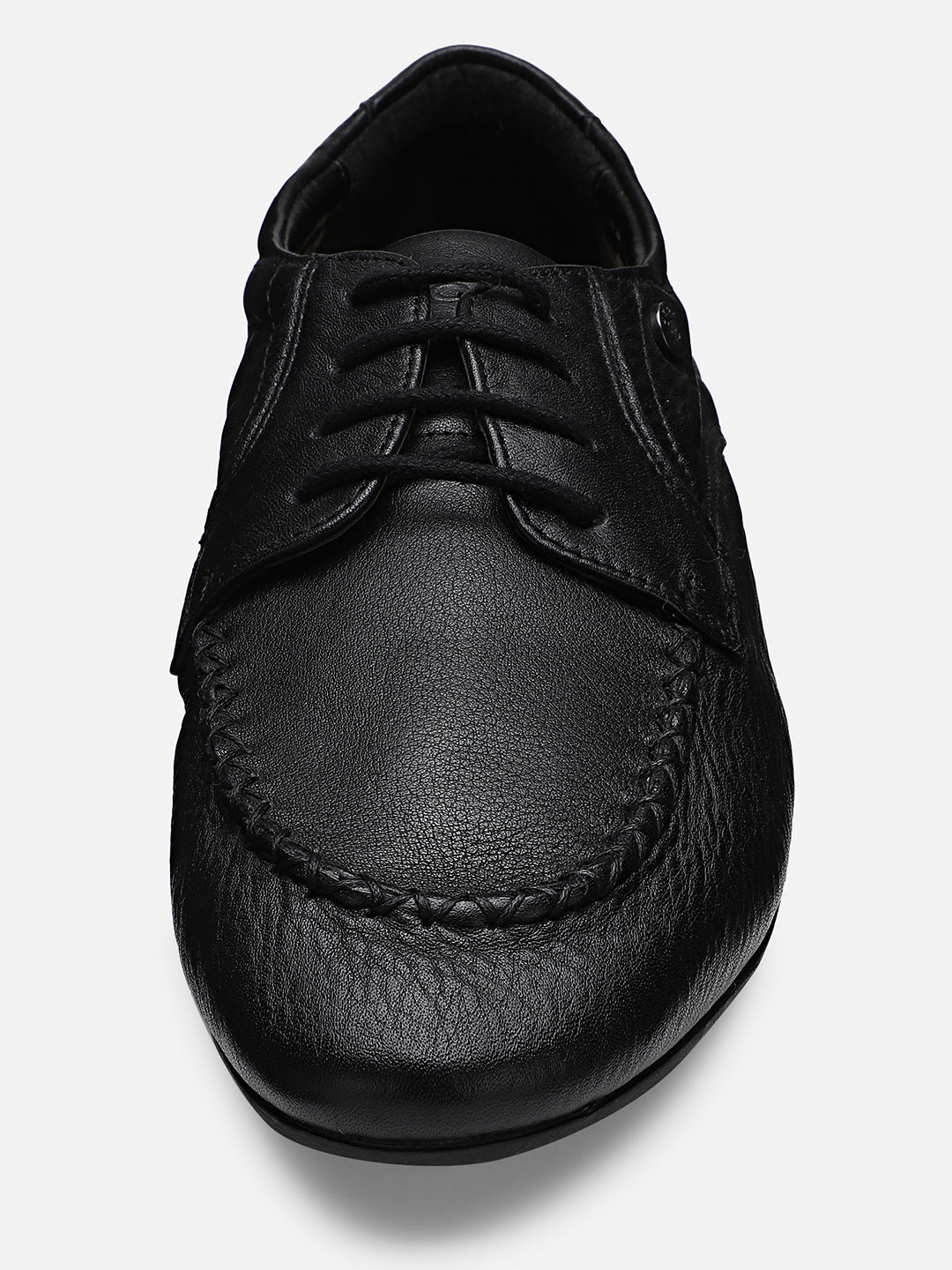 Ezok Men Black Leather Casual Shoes