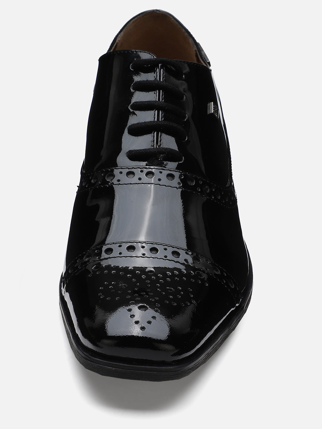 Ezok Men Black Leather Formal Shoes