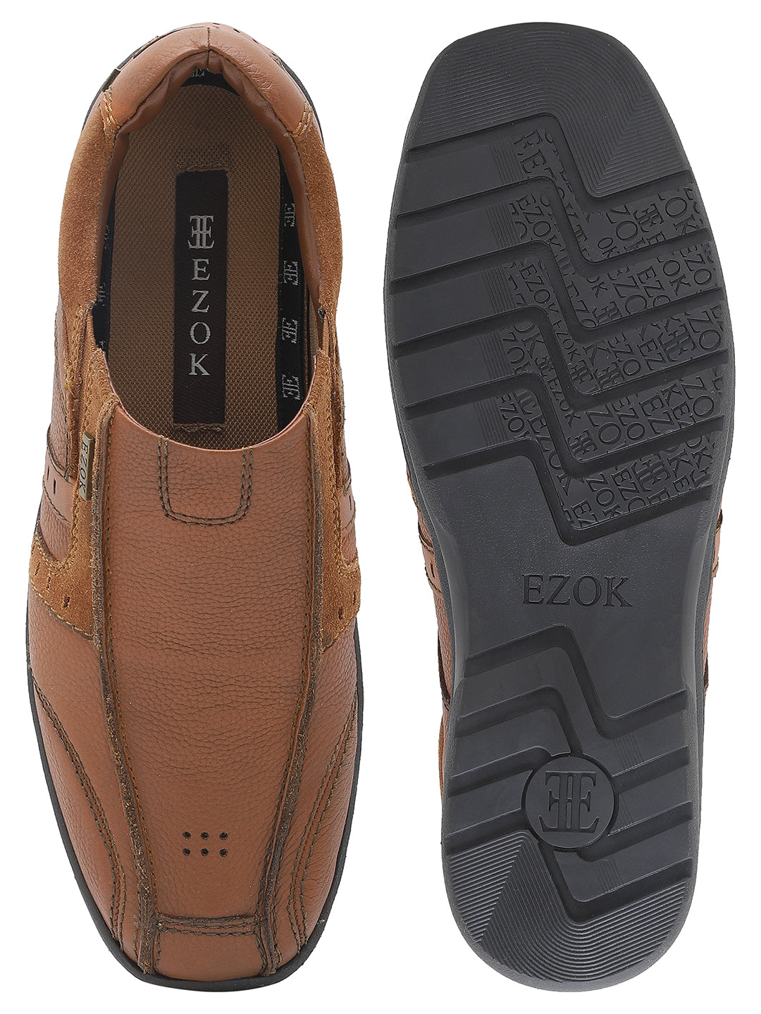 Ezok Men Genuine Leather Slip-Ons Shoes