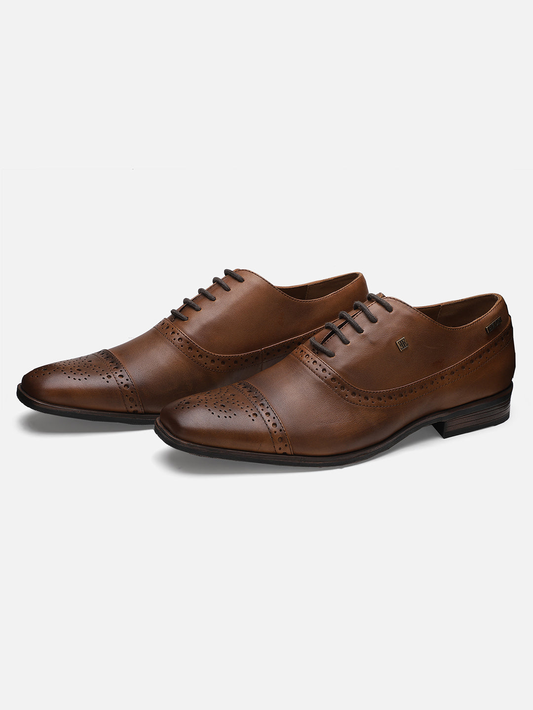 Ezok Men Brown Leather Formal Shoes