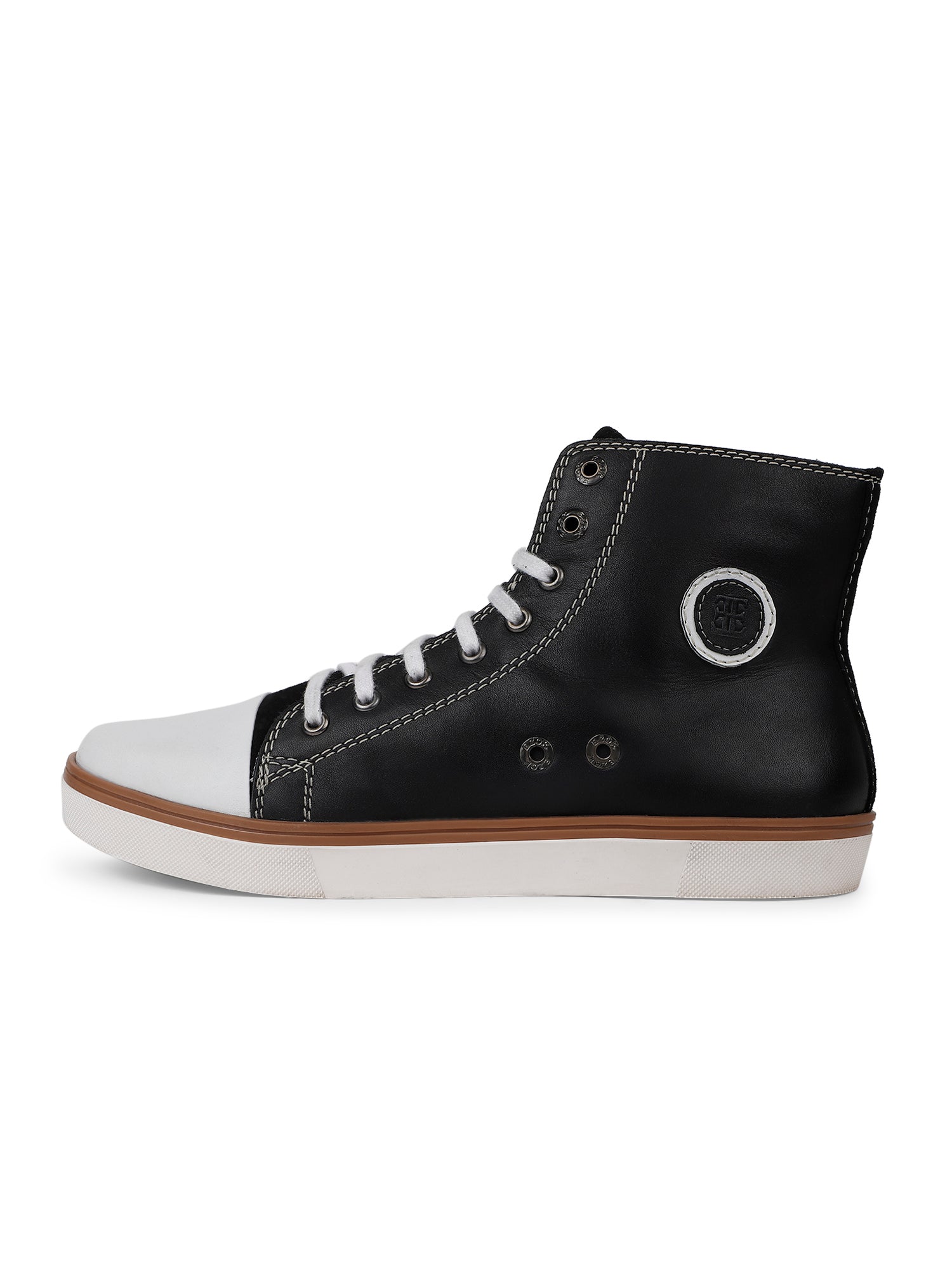 Ezok Black Lace-ups Leather Sneakers For Men