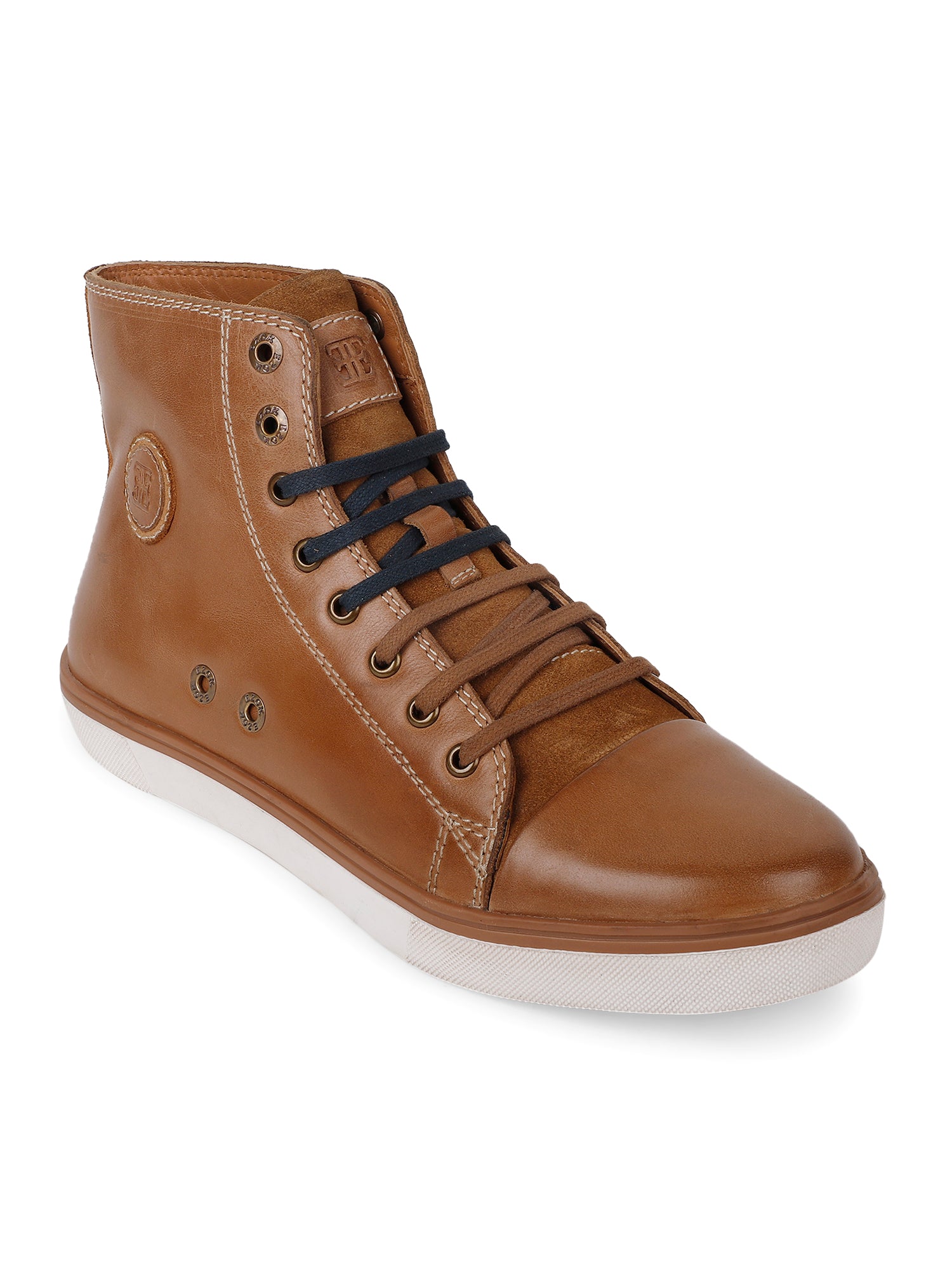 Ezok Brown Lace-ups Leather Sneakers For Men