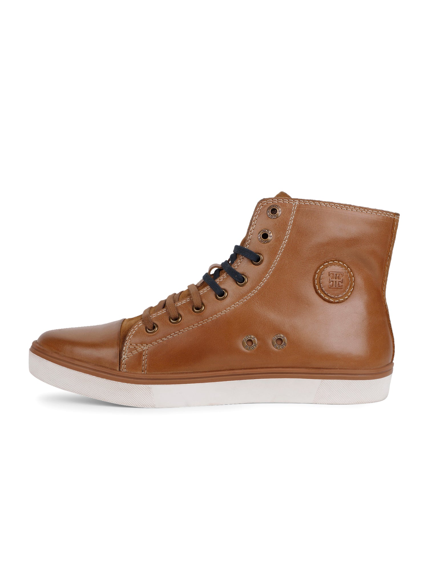 Ezok Brown Lace-ups Leather Sneakers For Men