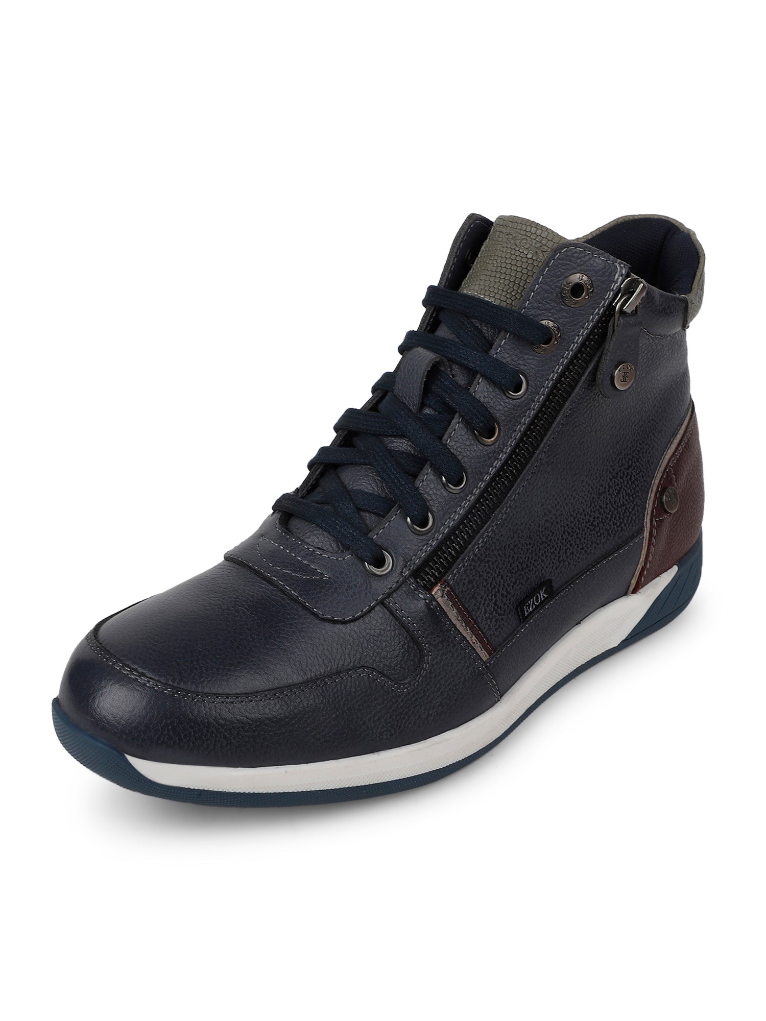 Ezok Blue Lace-ups Leather Sneakers For Men