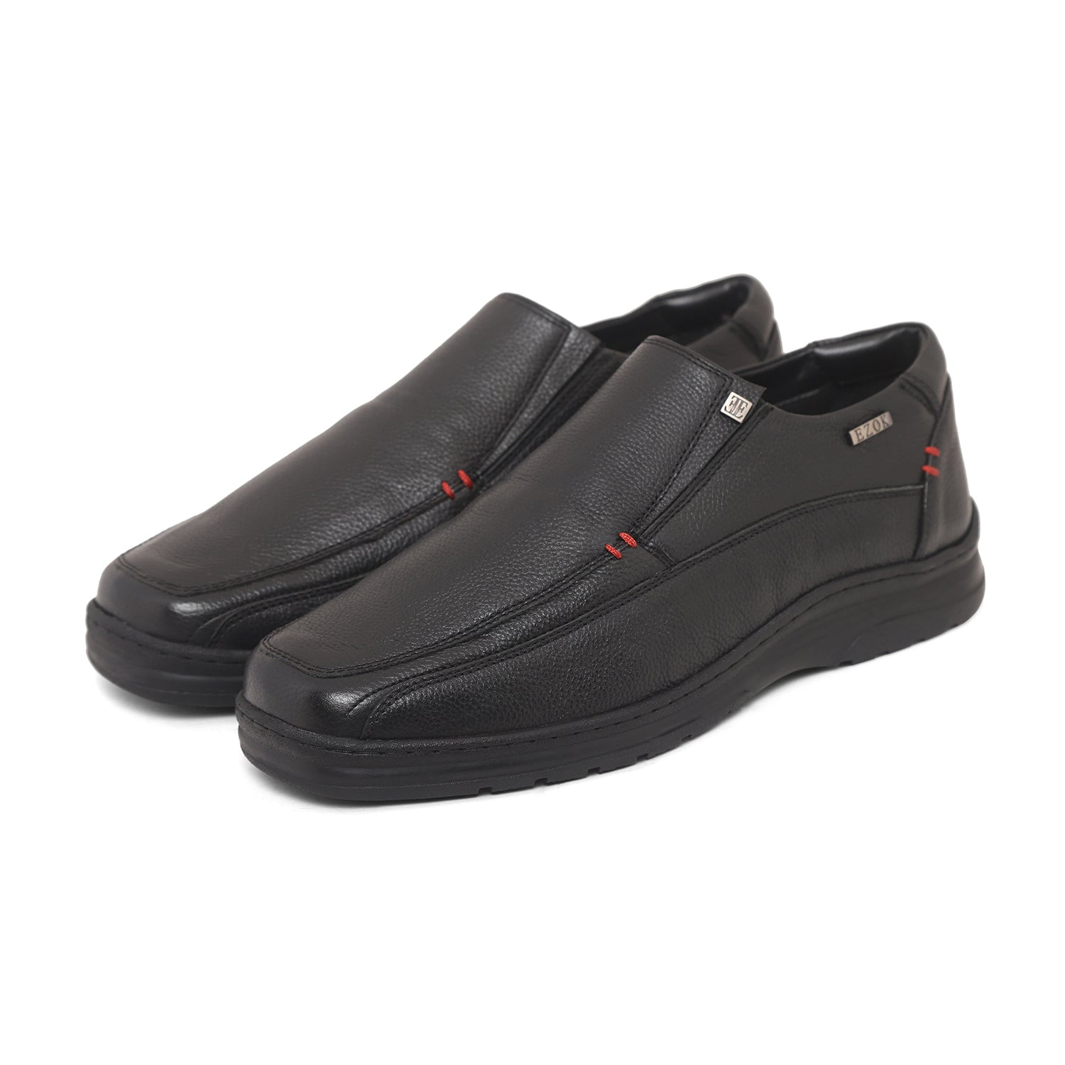 Ezok Black Leather Slipon Shoes