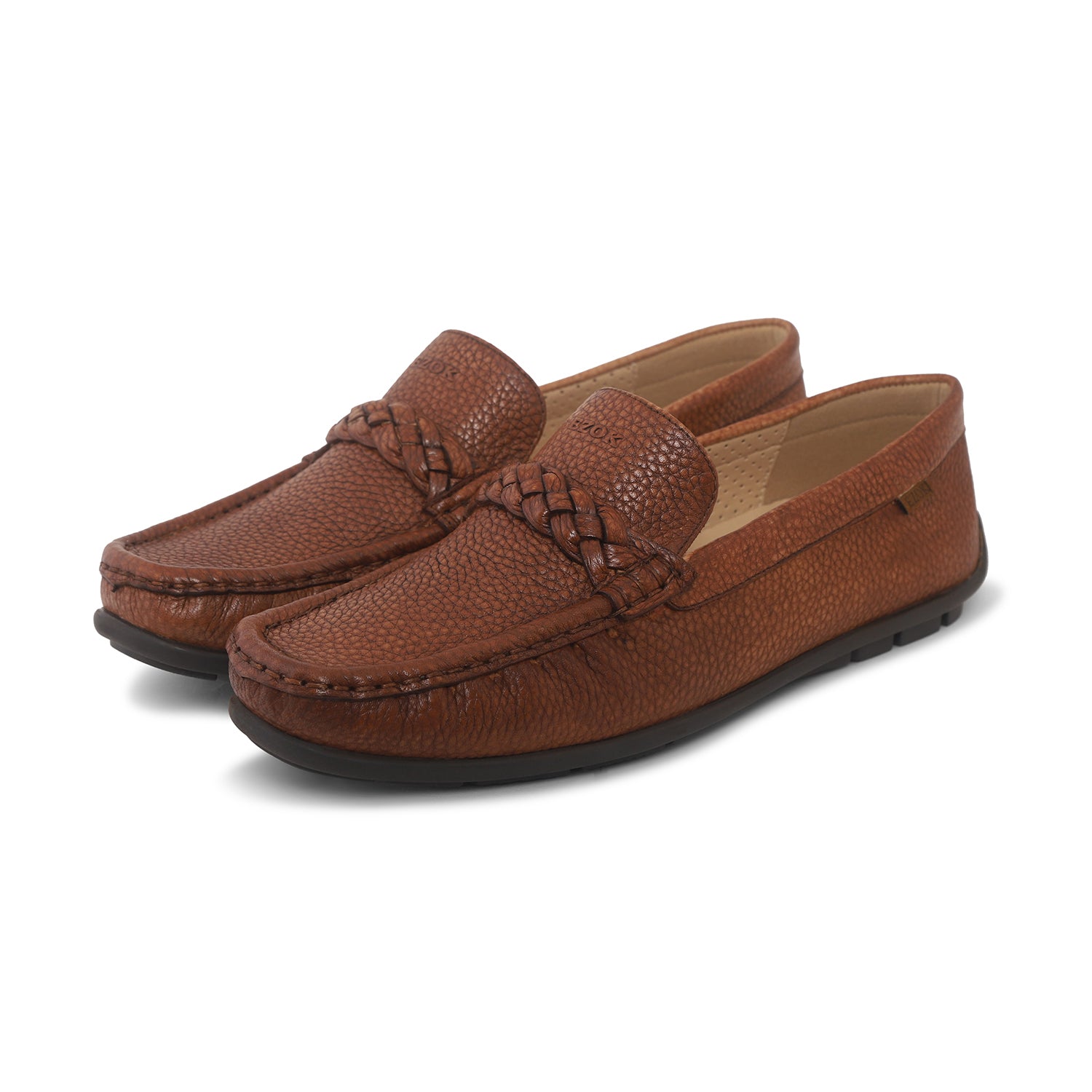 Ezok Mens Tan Moccasin Driving Leather Loafers