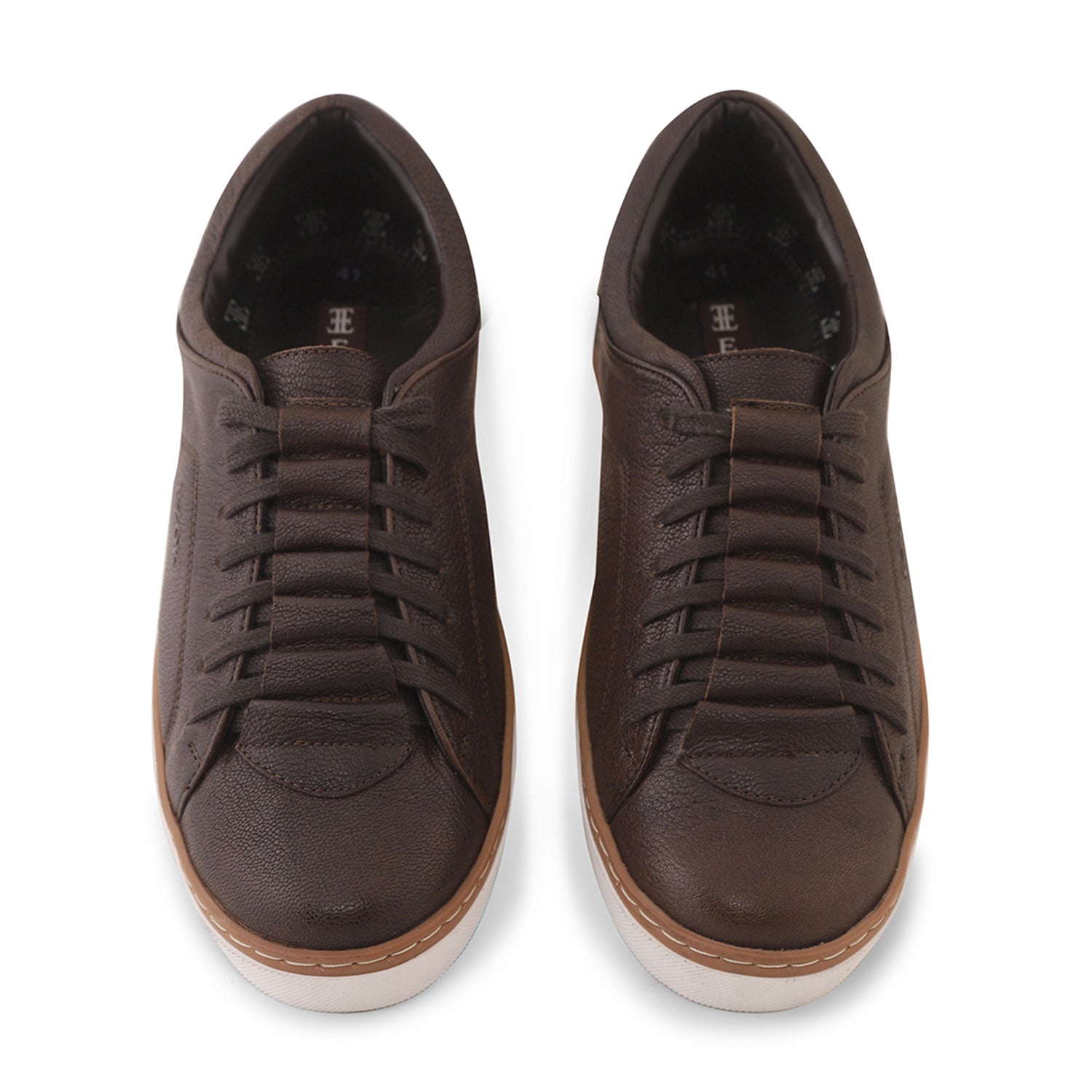 Ezok Men Brown Casual Leather Sneakers