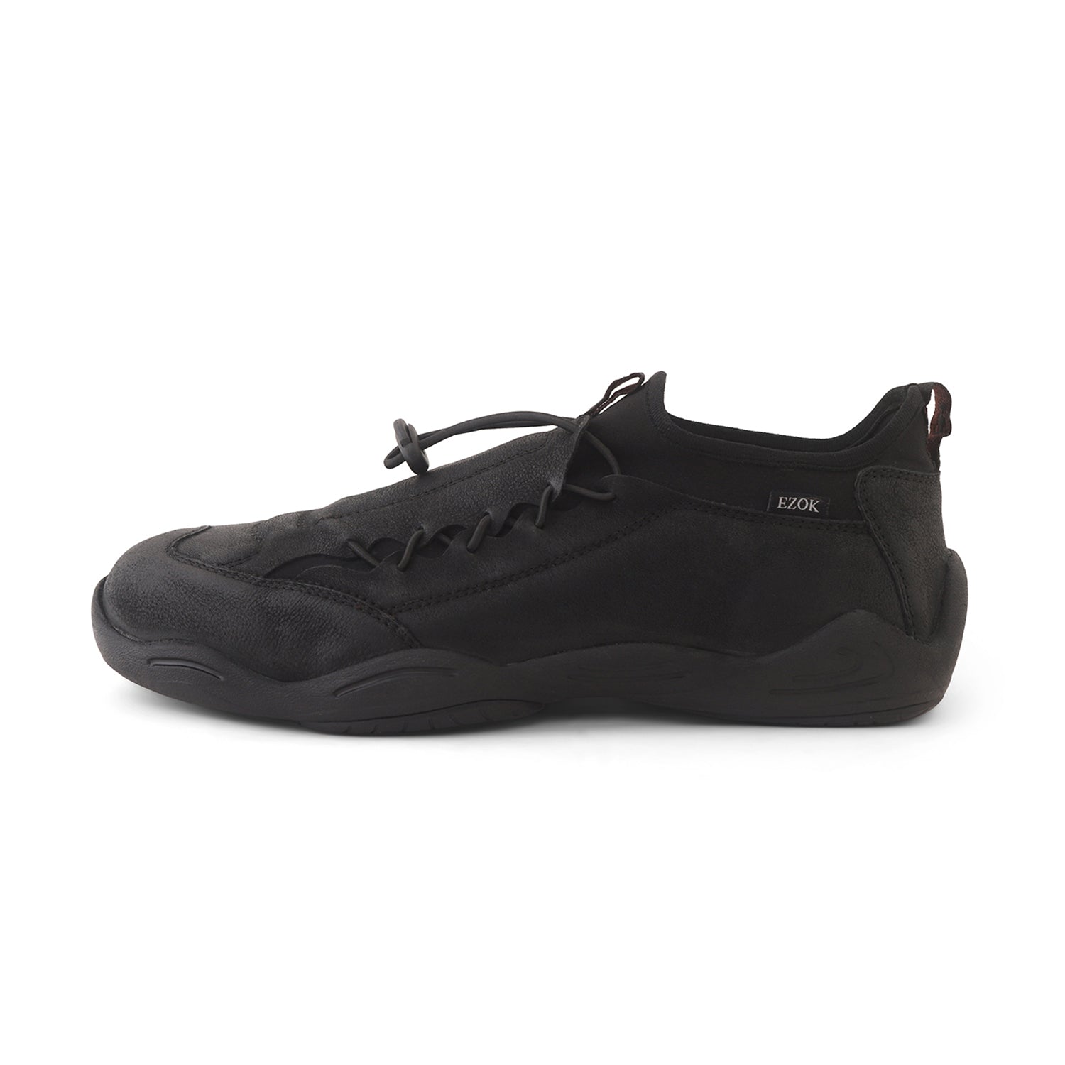 Ezok Black Casual Nubuck Leather Men Sneakers