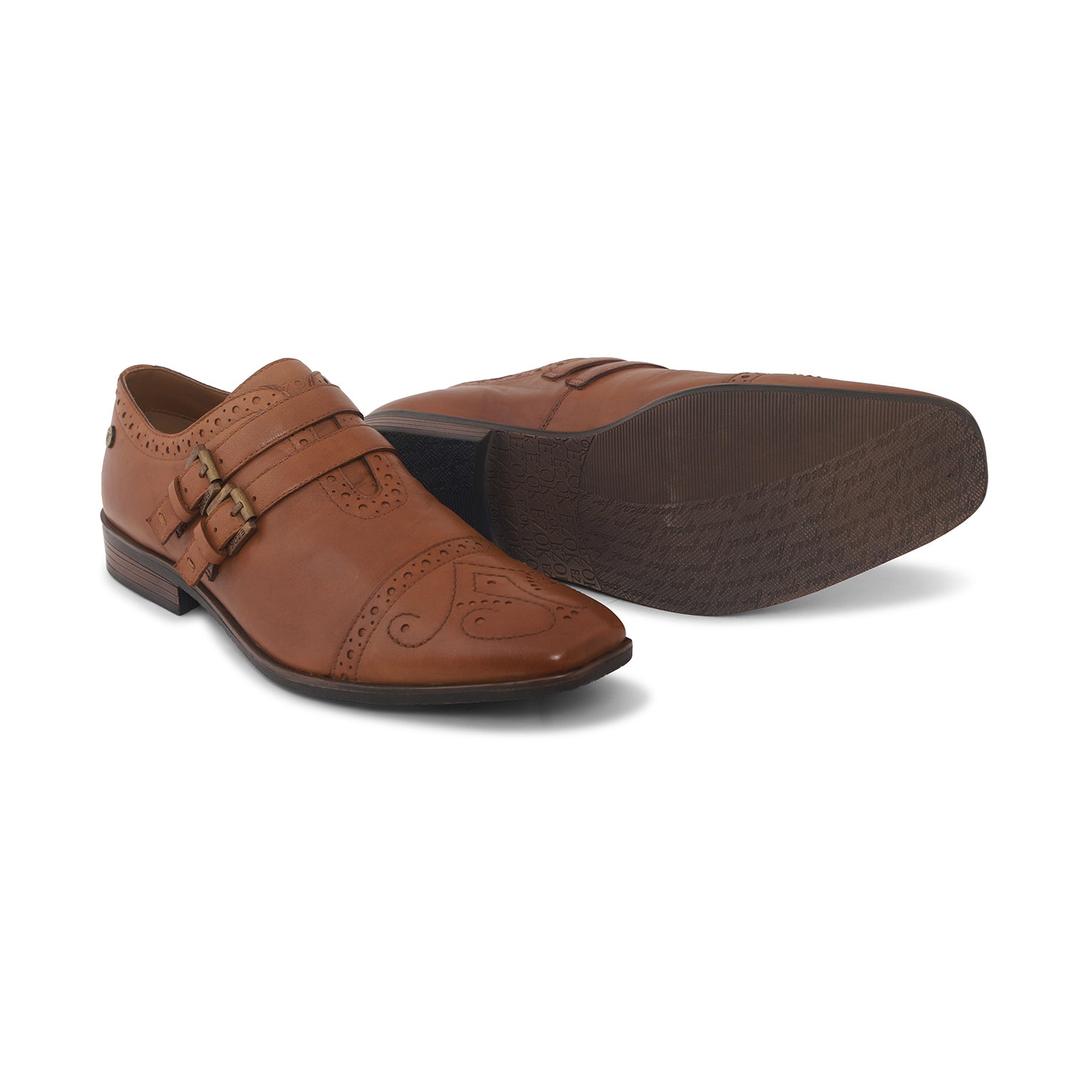 Buy Men Tan Double Monk Strap Shoes Online | Ezok Shoes