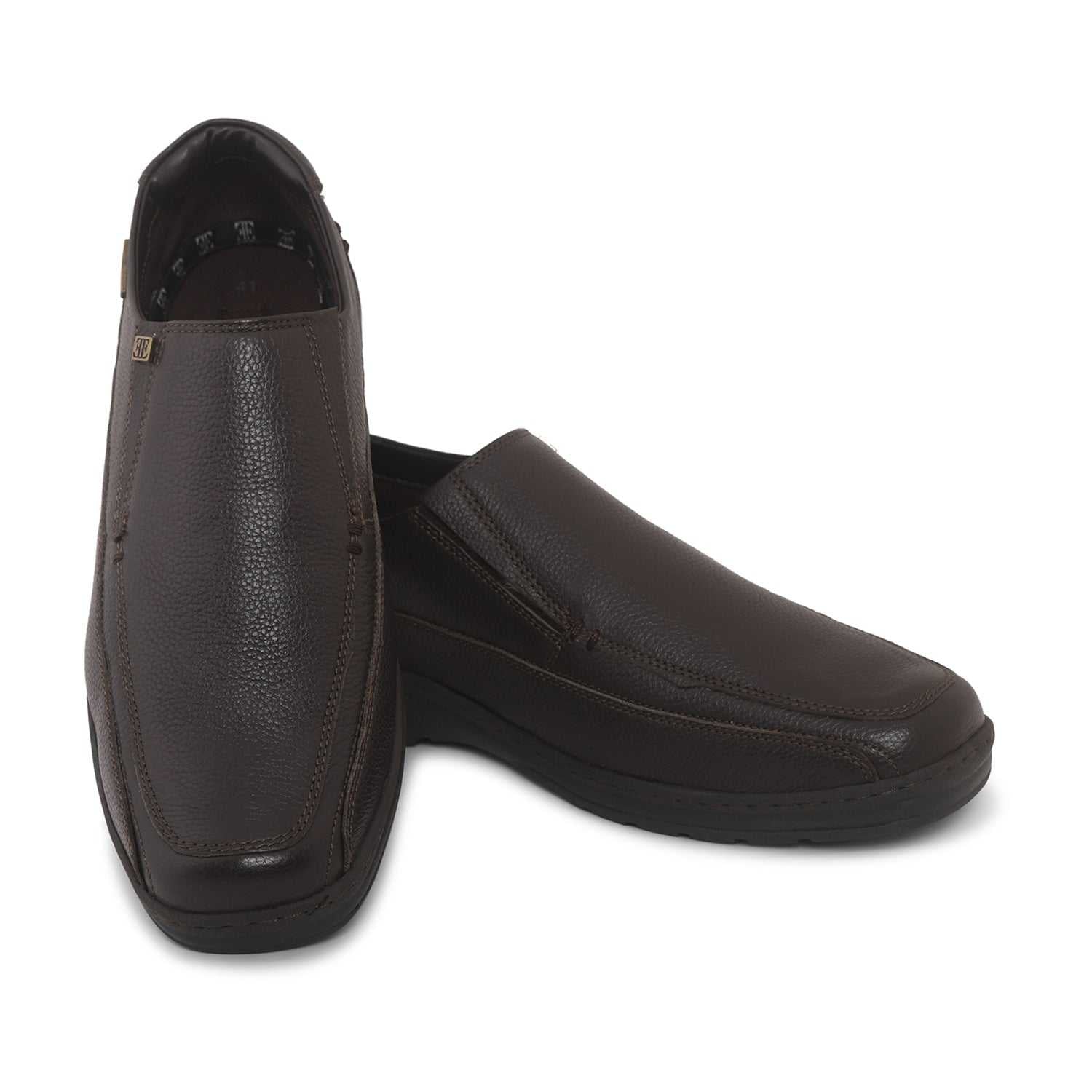 Ezok Mens Black Leather Semi Formal Shoes(3103)