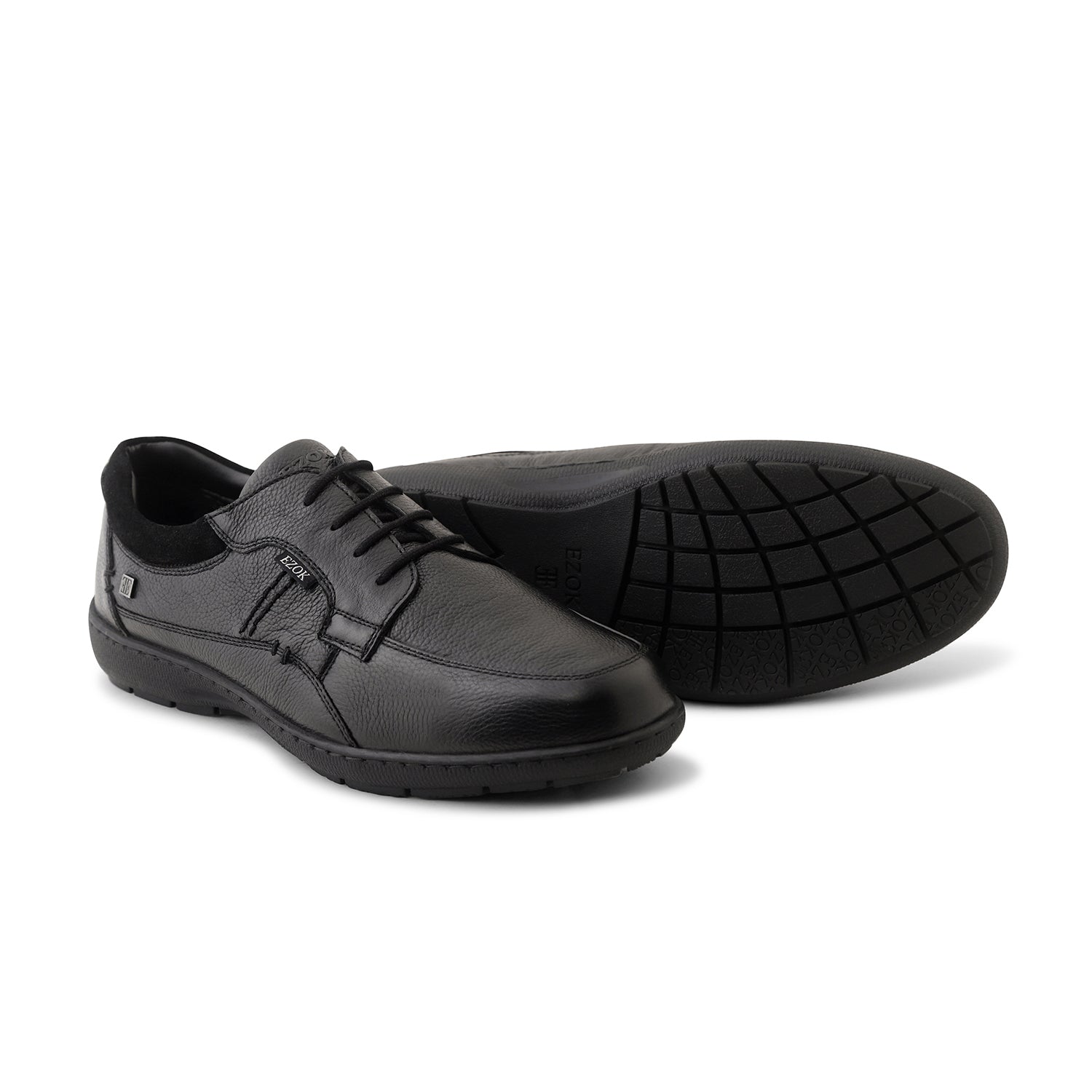Ezok Black Outdoor Lace-Up Leather Shoes