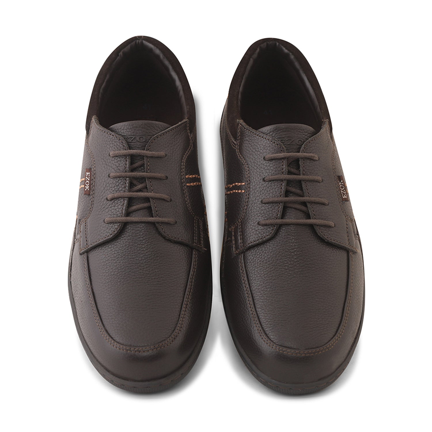 Ezok Men Brown Lace-Up Leather Shoes