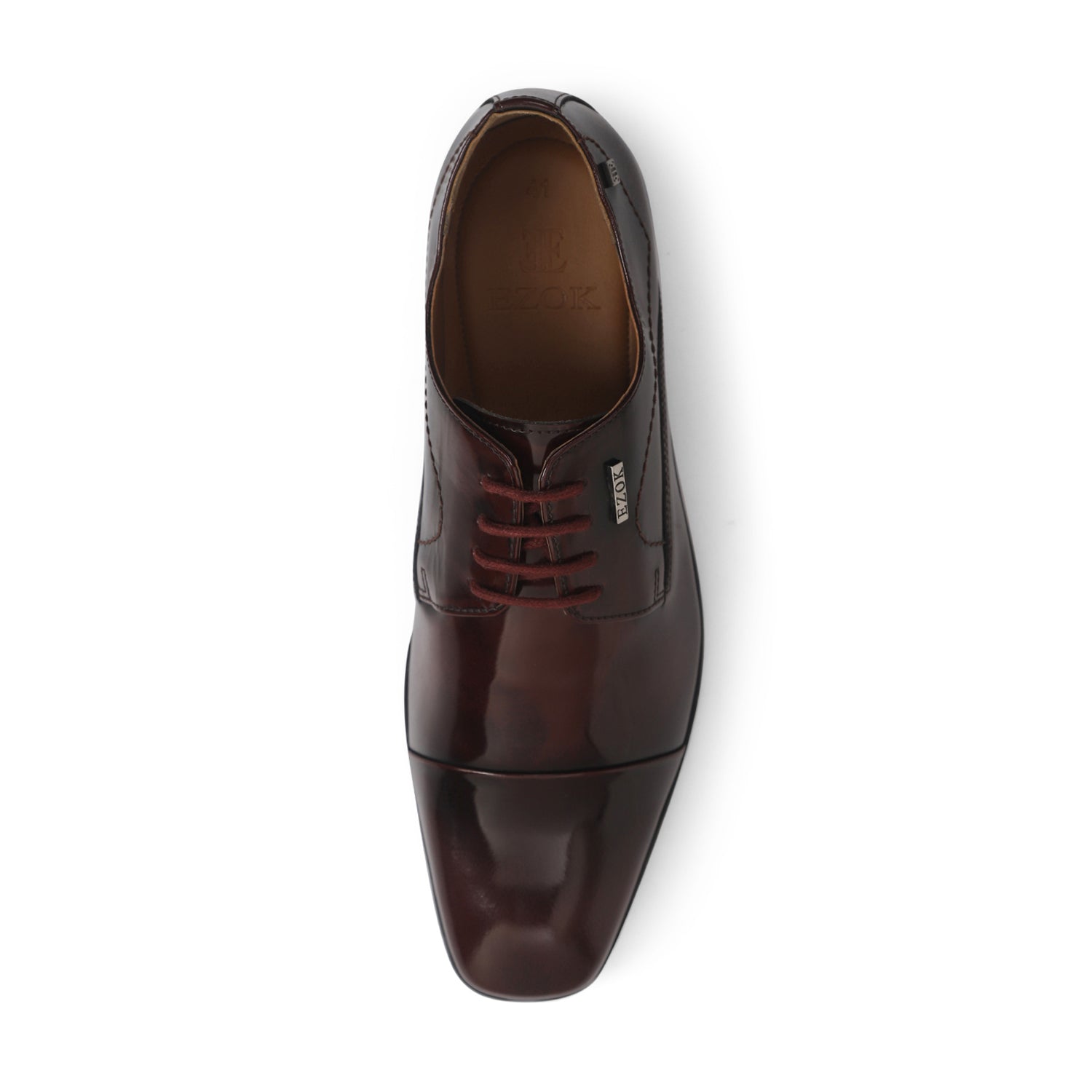 Ezok Brown Formal Cap Toe Leather Derby Shoes