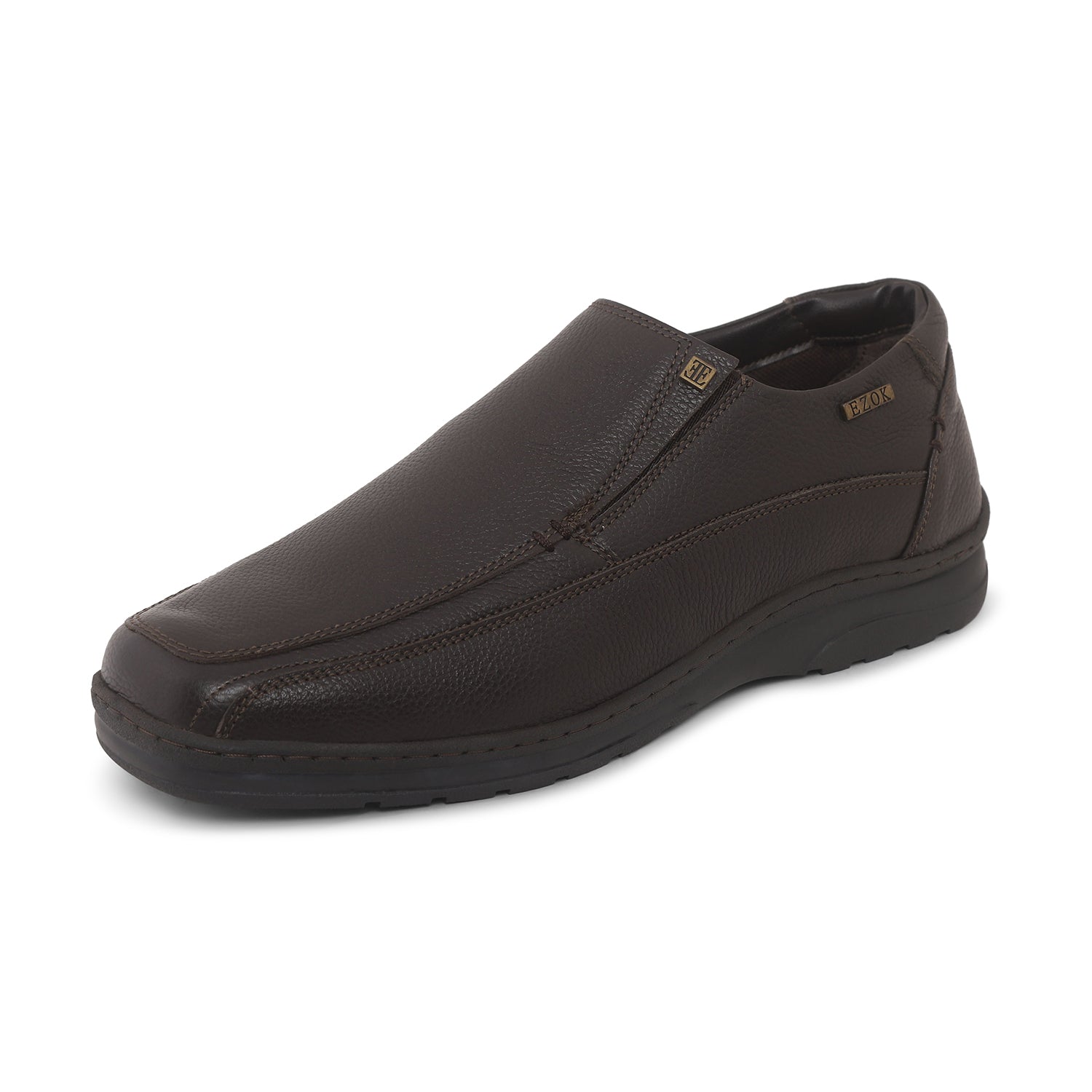 Ezok Brown Leather Slipon Shoes