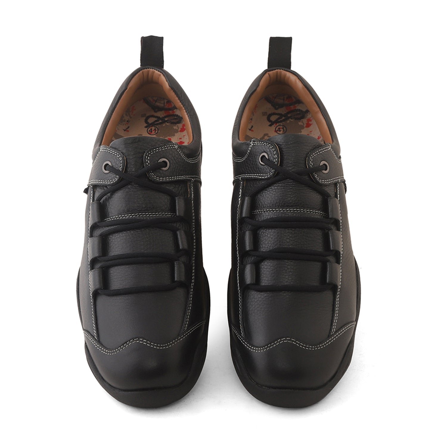 Ezok Mens Casual Black Leather Sneakers
