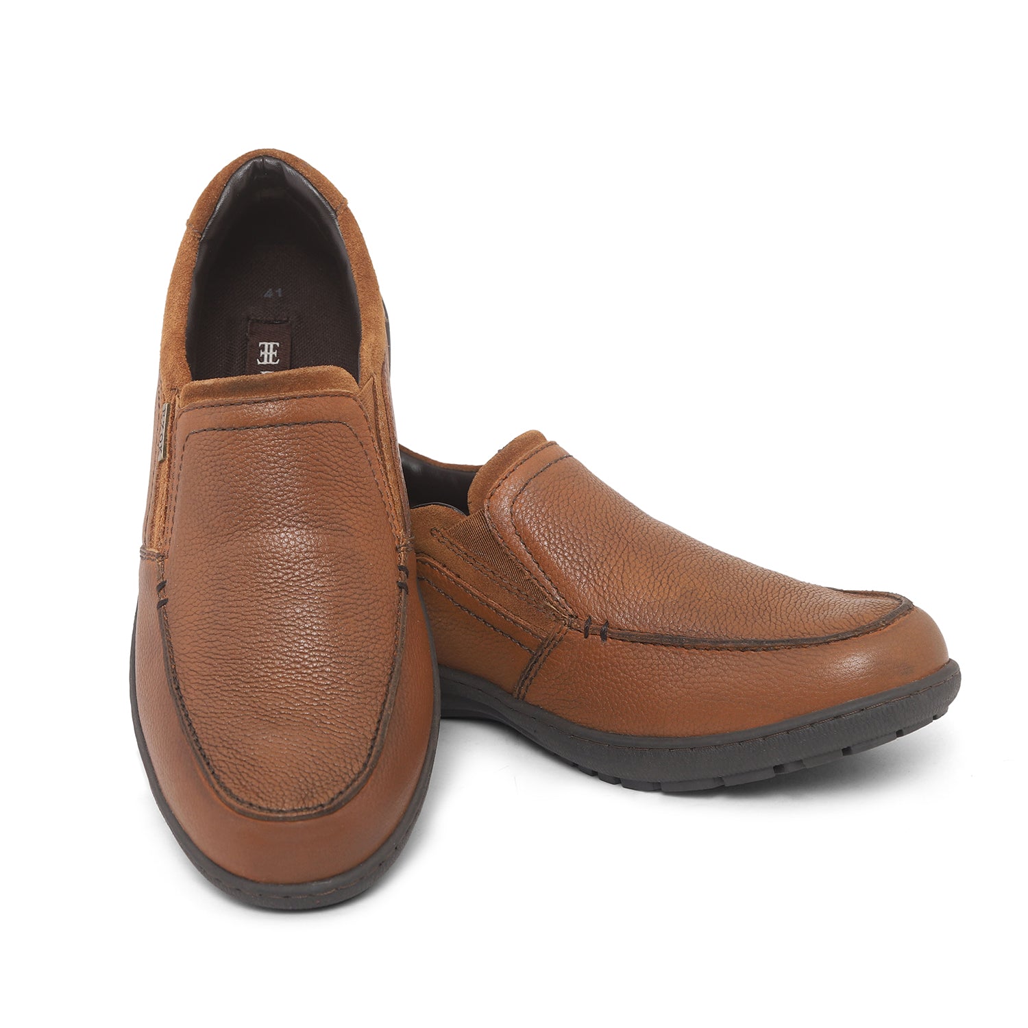 Ezok Men Tan Leather Slipon Shoes