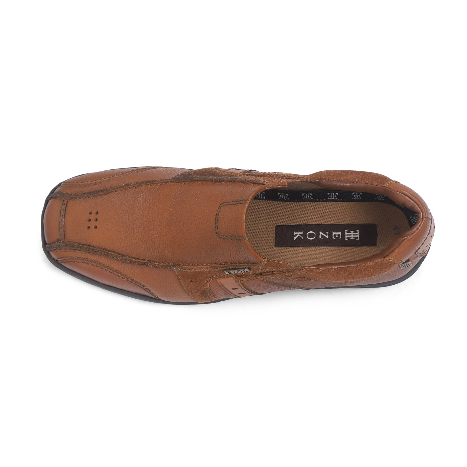 Ezok Men Tan Genuine Leather Slip-Ons Shoes