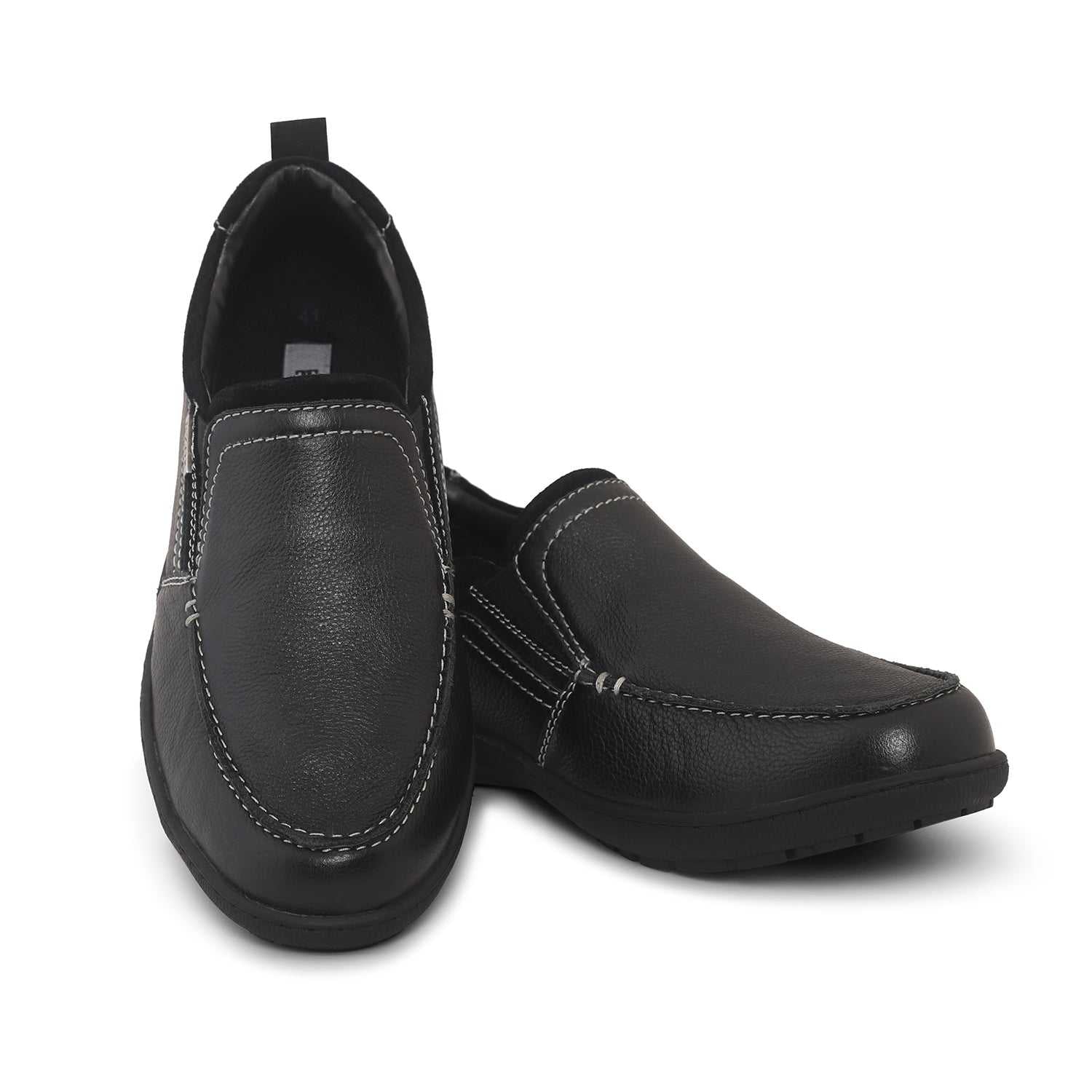 Ezok Men Black Leather Slipon Shoes