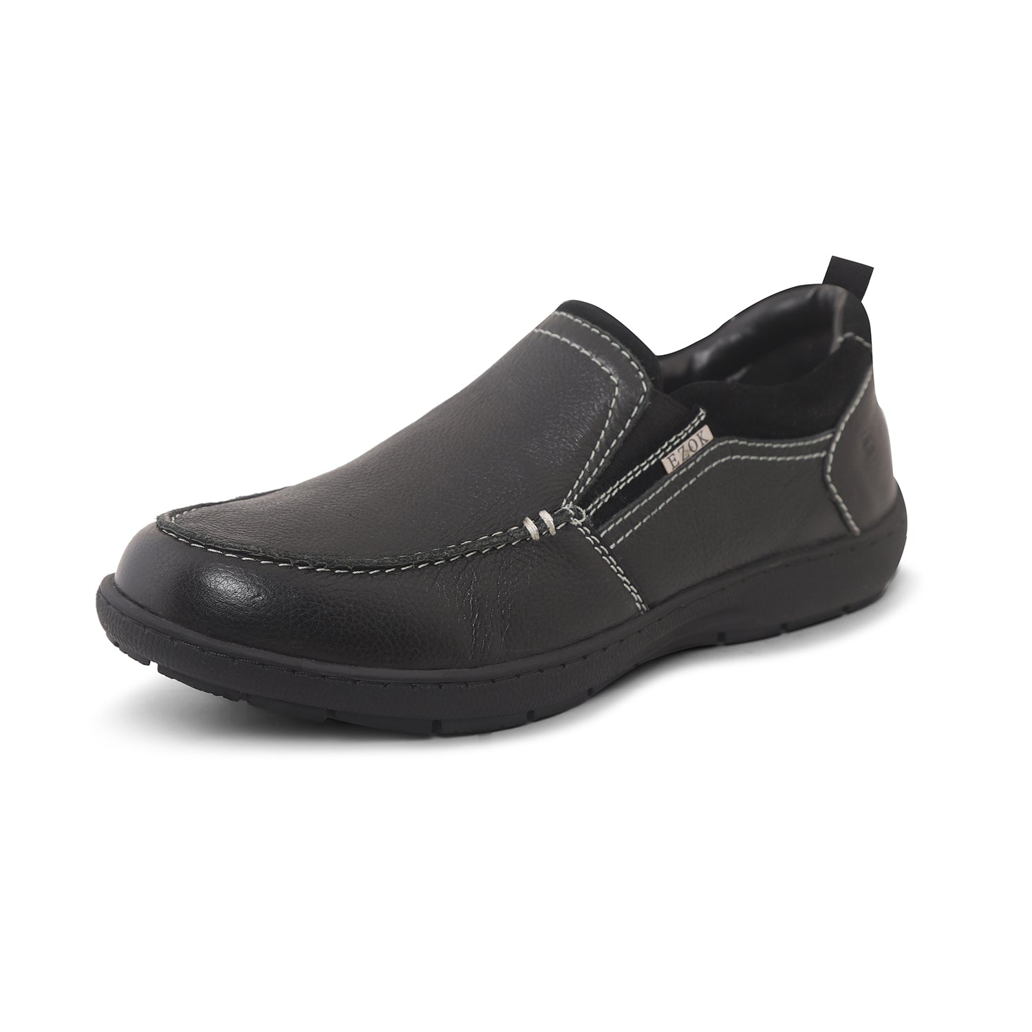 Ezok Men Black Leather Slipon Shoes