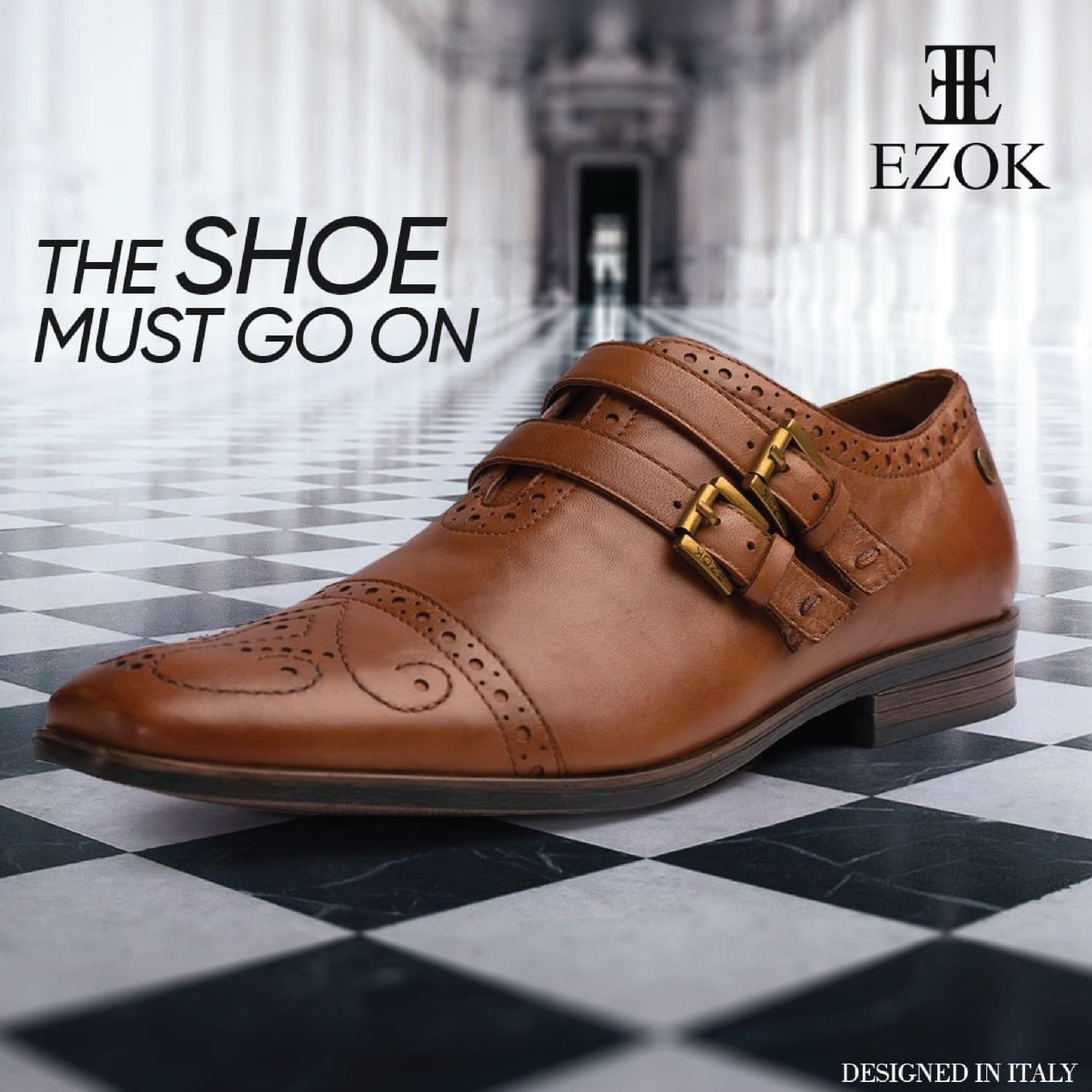 Ezok Men Tan Double Monk Strap Shoes